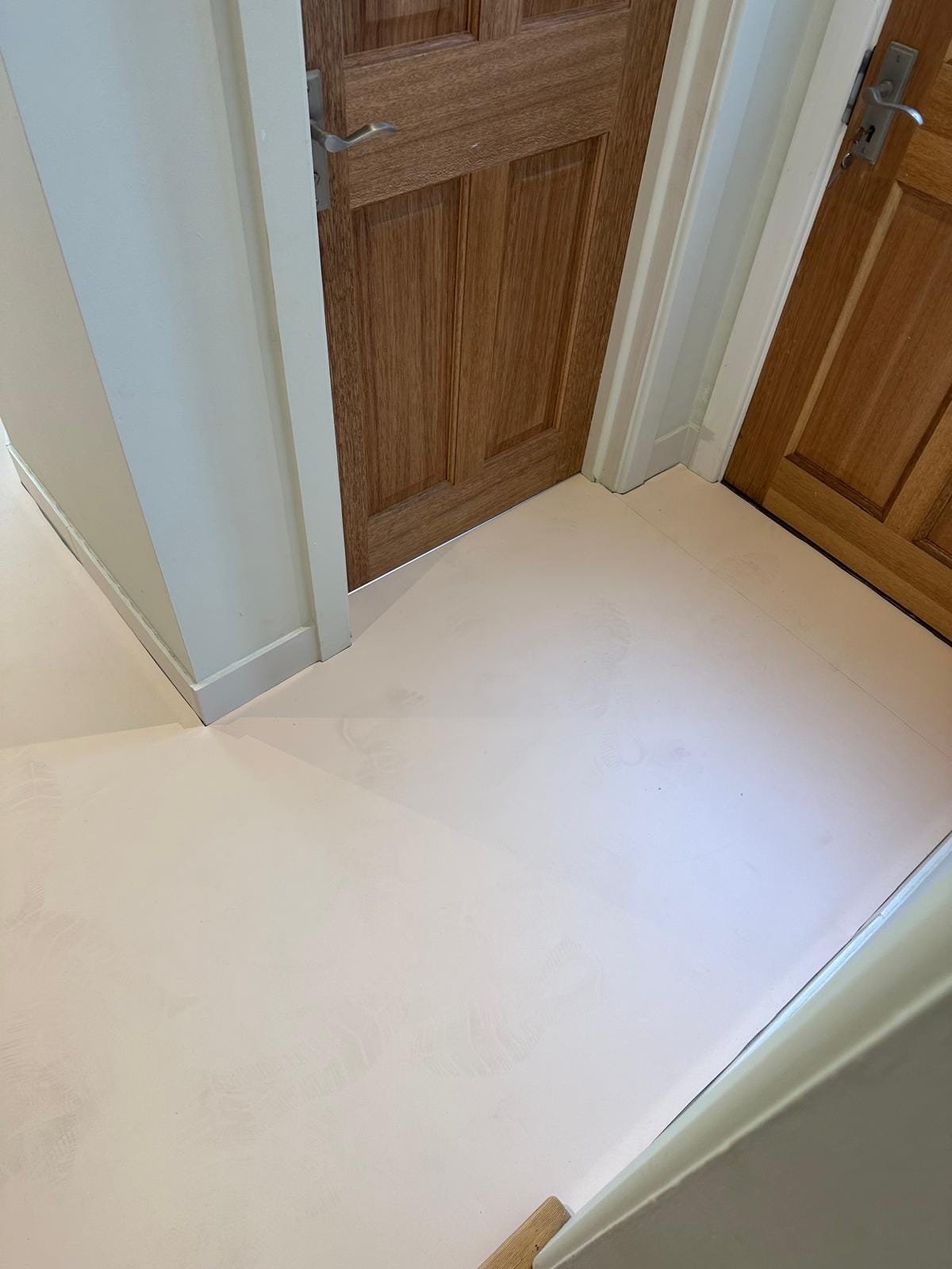 Subfloor latexed and smoothed