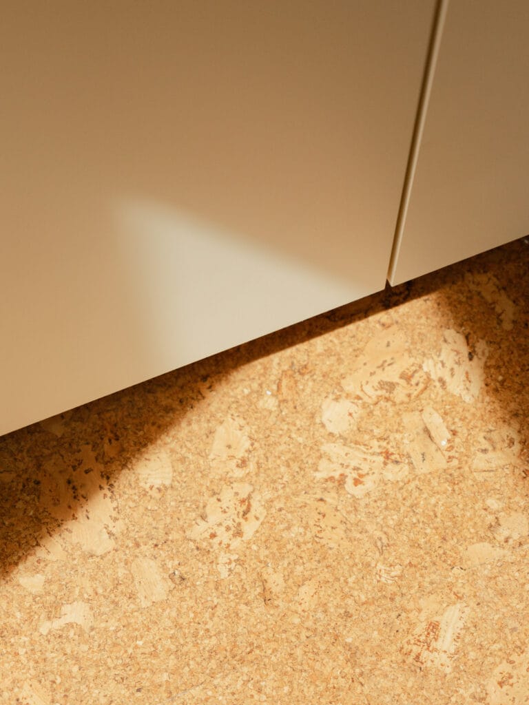 Warm honey cork flooring in a sunlit room