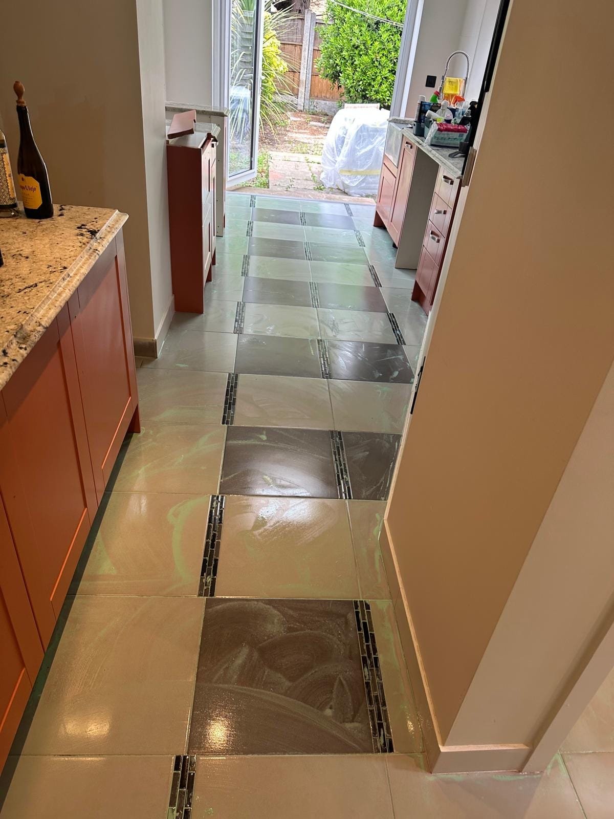Ceramic tiles prepared for new flooring