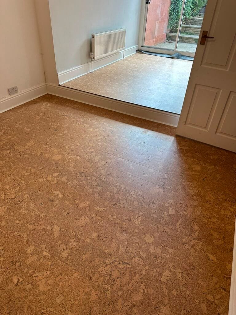 Cork plank kitchen floor fitted in Bristol