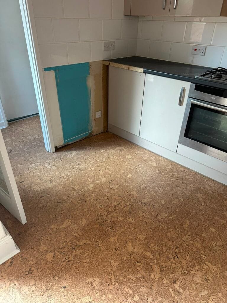 Cork plank kitchen floor in Bristol 4